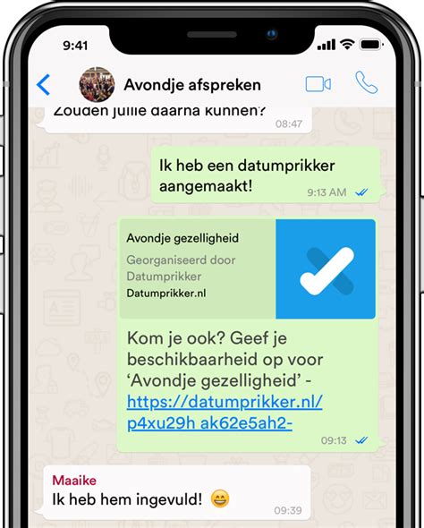 in whatsapp datumprikker|Datumprikker can now also be shared via WhatsApp